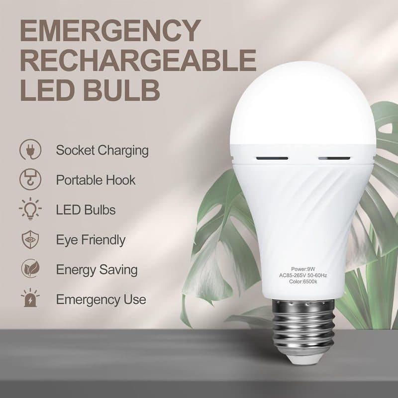 Bombillos LED Recargables de Emergencia 9W 120V, 4 Piezas - imagen 6