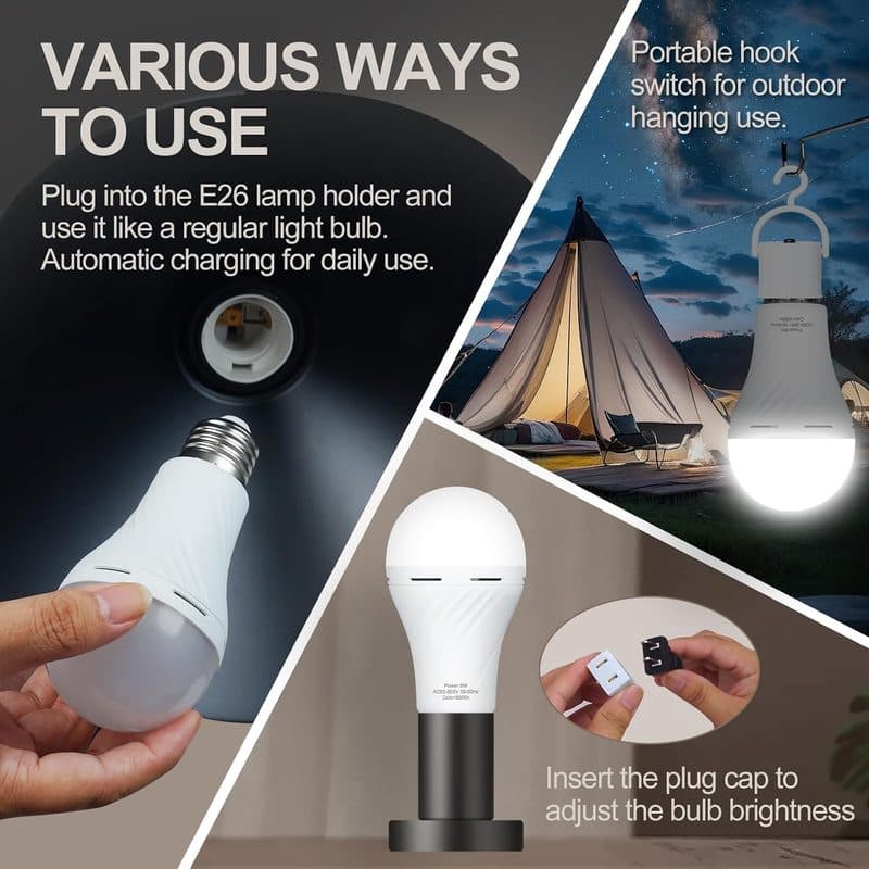 Bombillos LED Recargables de Emergencia 9W 120V, 4 Piezas - imagen 7