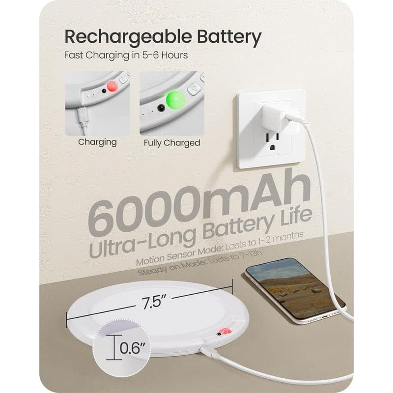 Control remoto y lámpara de techo recargable GOEBLESON con accesorios de montaje incluidos