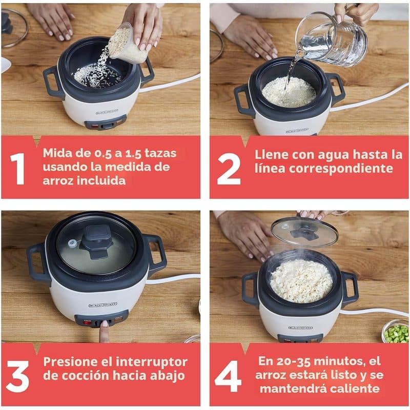 Arroz cocido en el recipiente antiadherente