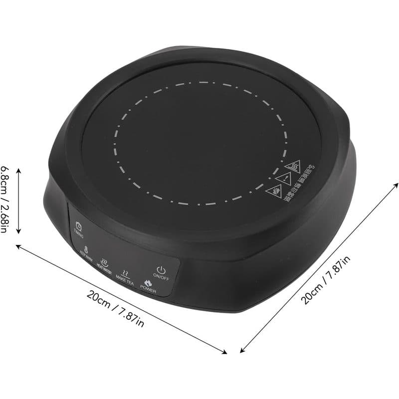 Diagrama de la estufa eléctrica Pomya con sus dimensiones de 20 cm de diámetro y 6.8 cm de alto