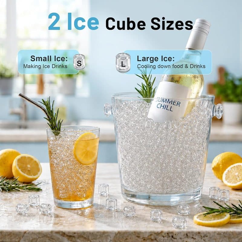 Máquina de hielo HOMEVOL con el cable de alimentación AC conectado