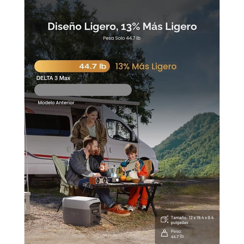 EcoFlow DELTA 3 Max de 2048Wh transportada al aire libre