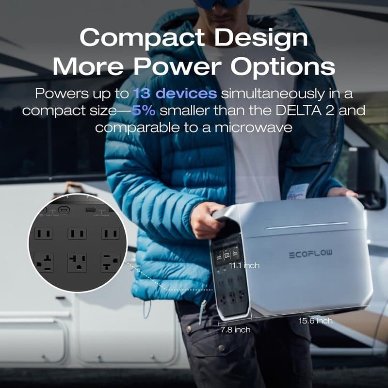 EcoFlow DELTA 3 Plus de 1024Wh transportada con su asa integrada
