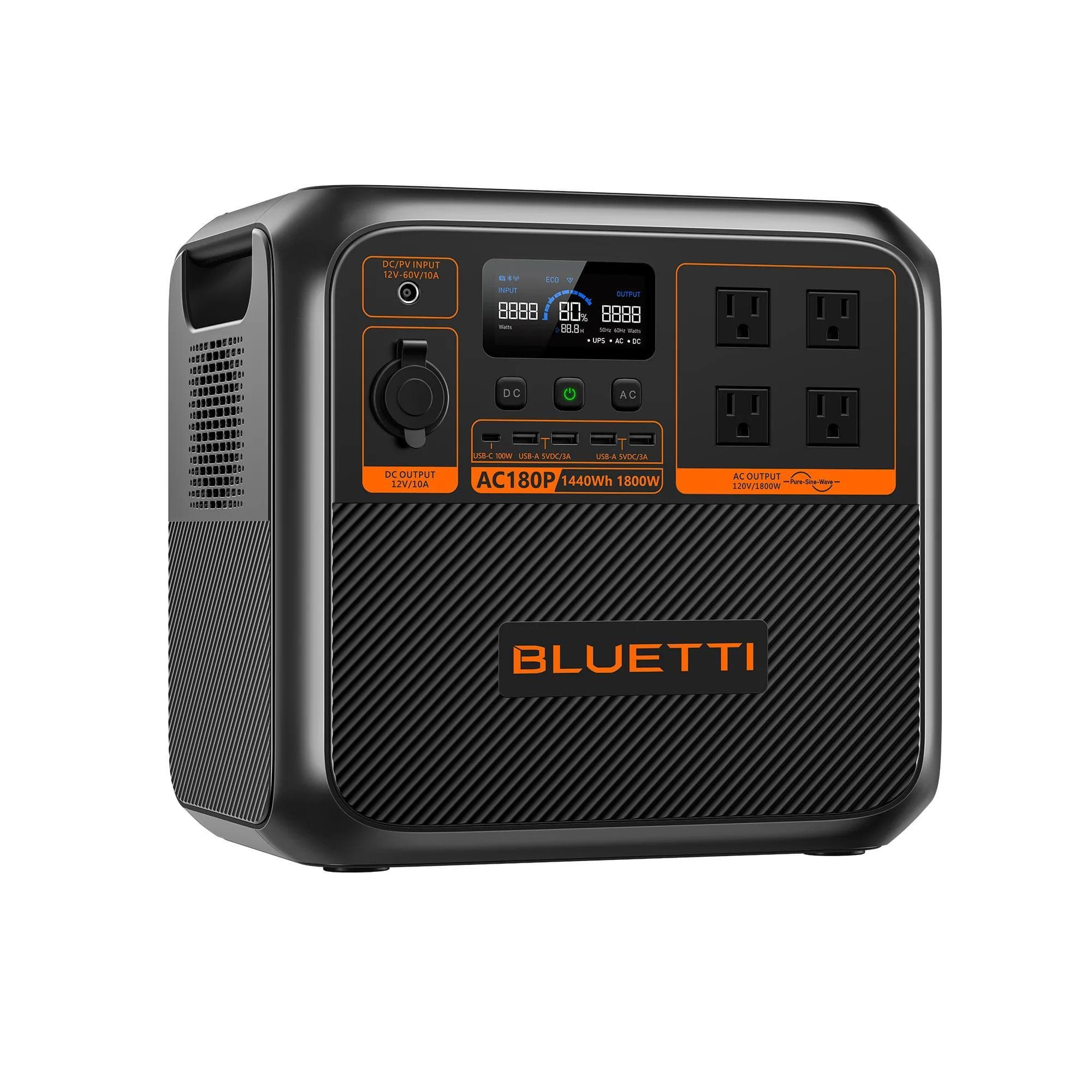Estación de Energía BLUETTI AC180P – 1440Wh, 1800W de Salida, Recarga Solar Rápida, Ideal para Apagones en Cuba