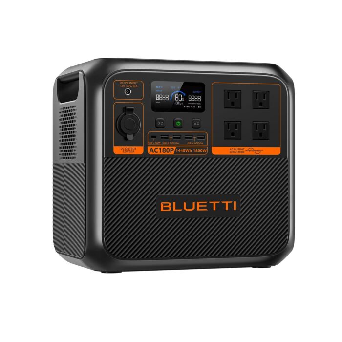 stación de Energía BLUETTI AC180P – 1440Wh, 1800W de Salida, Recarga Solar Rápida, Ideal para Apagones en Cuba