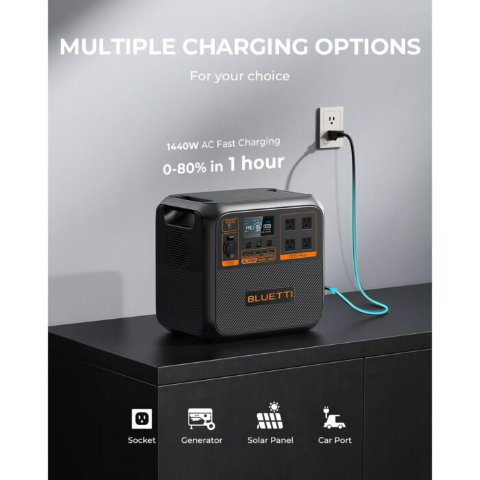 stación de Energía BLUETTI AC180P – 1440Wh, 1800W de Salida, Recarga Solar Rápida, Ideal para Apagones en Cuba - Imagen 3
