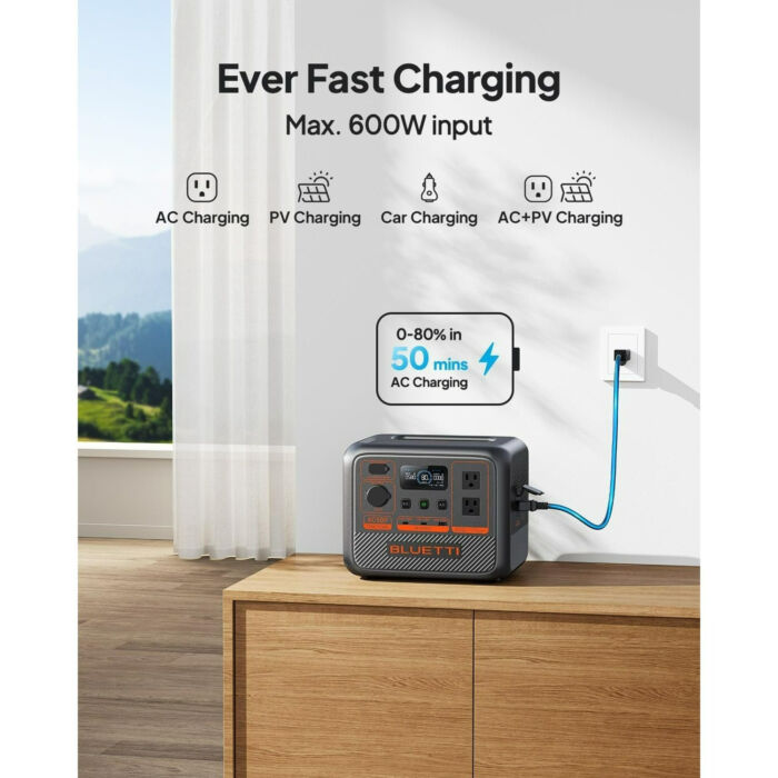 BLUETTI Portable Power Station AC50P, 504Wh LiFePO4 Battery Backup, 700W AC Outlets, Solar Generator for Camping, Emergency, Travel - Imagen 2