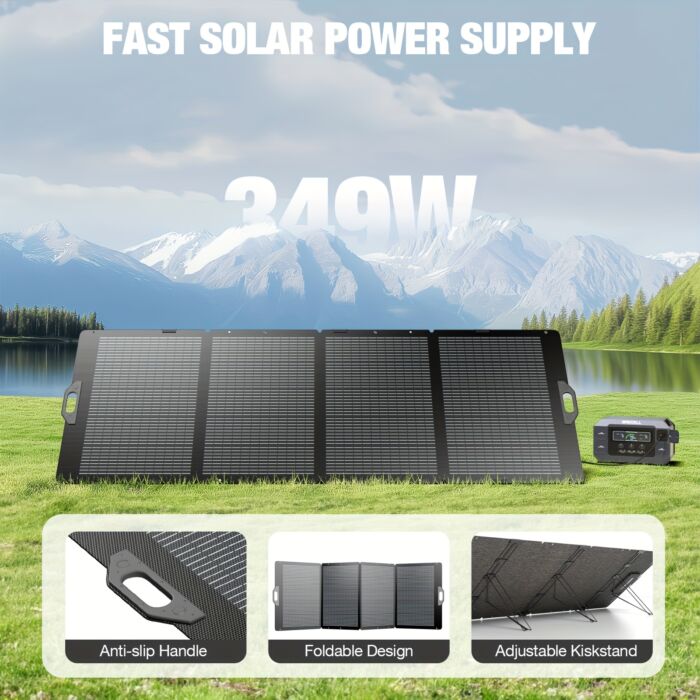 Panel Solar Plegable 349W – Cargador Solar de Alta Eficiencia con Salida XT60/Anderson para Generadores, Van y Apagones en Cuba - Imagen 2