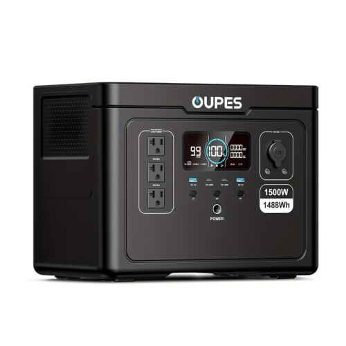 OUPES Exodus 1500 – Generador Solar Portátil 1500W (3600W Pico), 1488Wh con Batería LiFePO4, Recarga Solar para Apagones y Camping - La Jabalina - Rápida y Segura.
