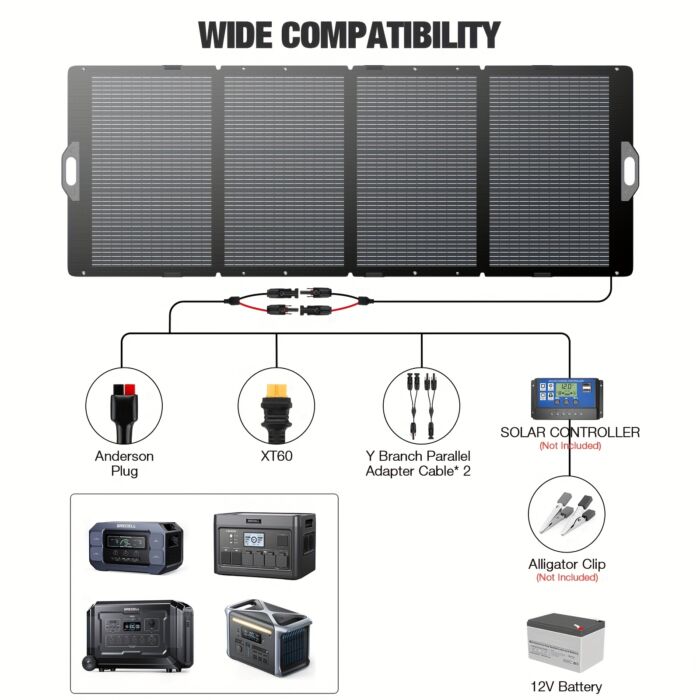 Panel Solar Plegable 349W – Cargador Solar de Alta Eficiencia con Salida XT60/Anderson para Generadores, Van y Apagones en Cuba - Imagen 6