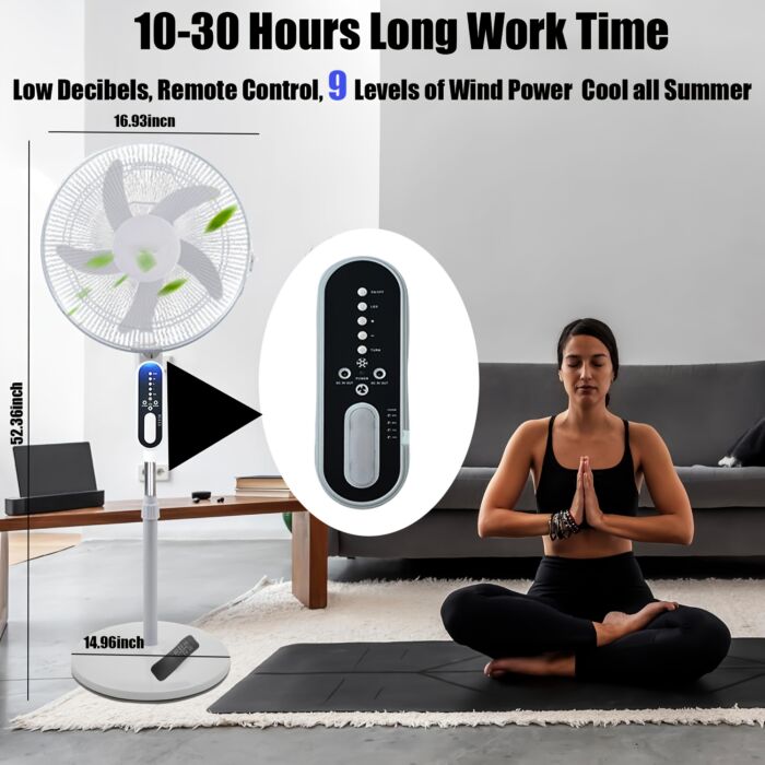 Ventilador solar recargable 16” con batería – Envío a Cuba - Imagen 6