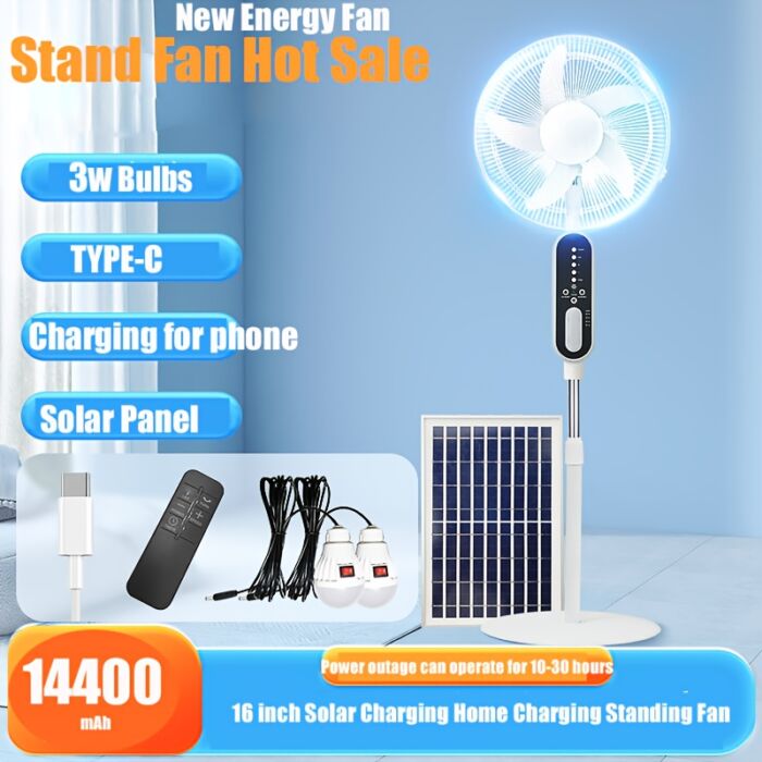 Ventilador solar recargable 16” con batería – Envío a Cuba - Imagen 7