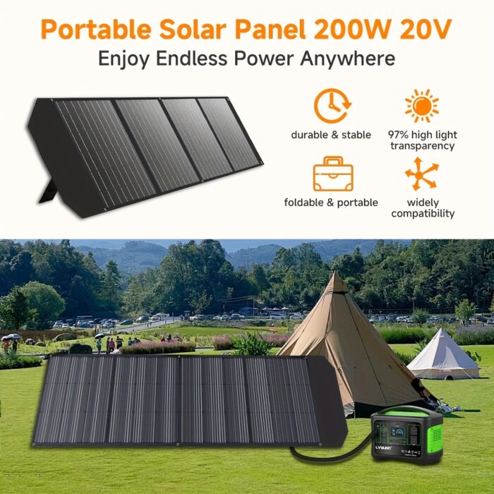 Panel Solar Portátil LVYUAN 120W / 200W – Alta Eficiencia Monocristalina, Plegable, 36V con Conector MC4 - Imagen 11