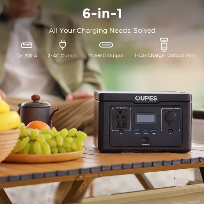 OUPES Exodus 600 – Estación de Energía Portátil 600W, Batería LiFePO4, Recarga Rápida 256Wh para Apagones, Camping o Emergencias - Imagen 7
