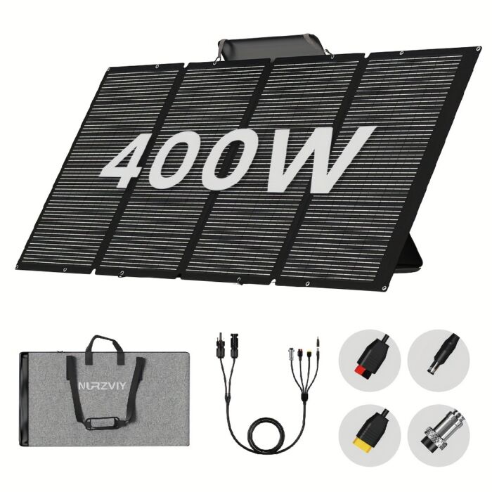 Panel Solar Portátil NURZVIY 200W Plegable con Soporte – Cargador Solar de Alta Potencia para Generadores, Aventuras y Apagones en Cuba - Imagen 5