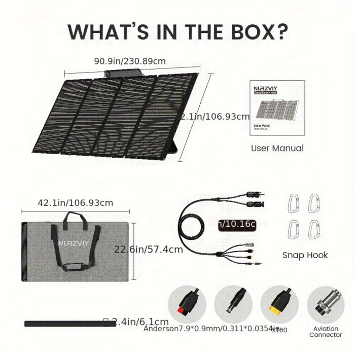 Panel Solar Portátil NURZVIY 200W Plegable con Soporte – Cargador Solar de Alta Potencia para Generadores, Aventuras y Apagones en Cuba - Imagen 2