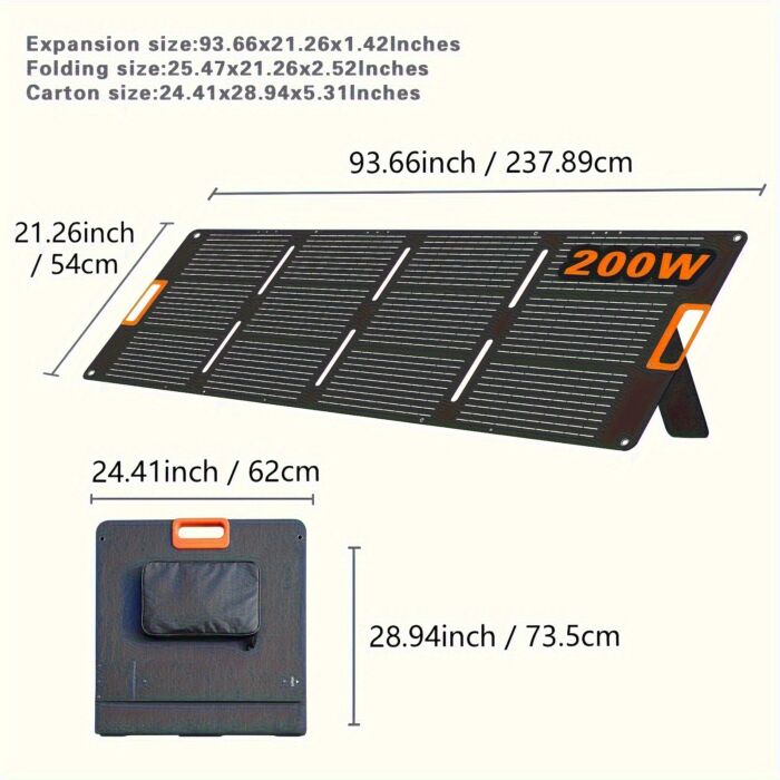 Panel Solar Plegable 100W / 200W – 23% Eficiencia, Ultraligero, Cargador Solar para Camping, Apagones, Barcos y RV - Imagen 6