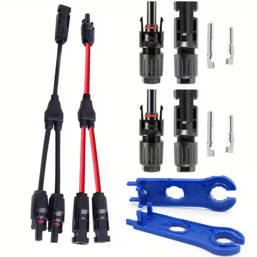 adaptador paralelo y 30a para paneles solares con cables rojo y negro en cuba